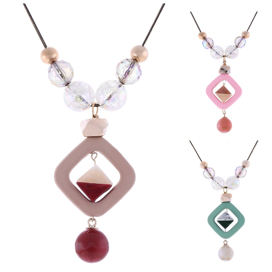 New Fashion Long Necklace for Women Acrylic Beads Necklaces & Pendants - blitz-styles