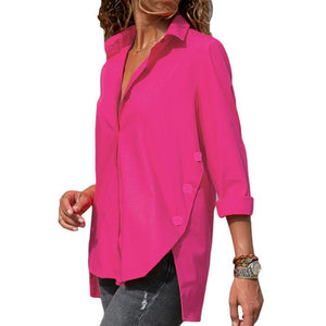 Elegant Chiffon Long Sleeve Irregular Shirt - blitz-styles