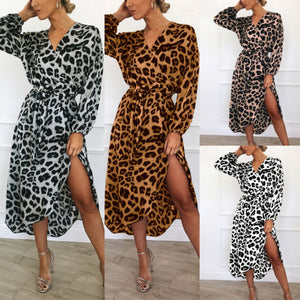 Leopard Printed Long Casual Dress - blitz-styles