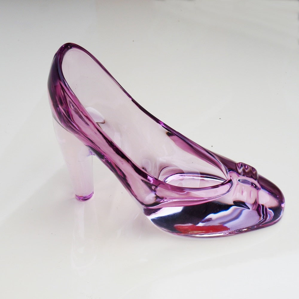 Sodial Crystal Shoes Glass Birthday Gift Home Decor Cinderella High-heeled Shoes Wedding Shoes Figurines Miniatures Ornament