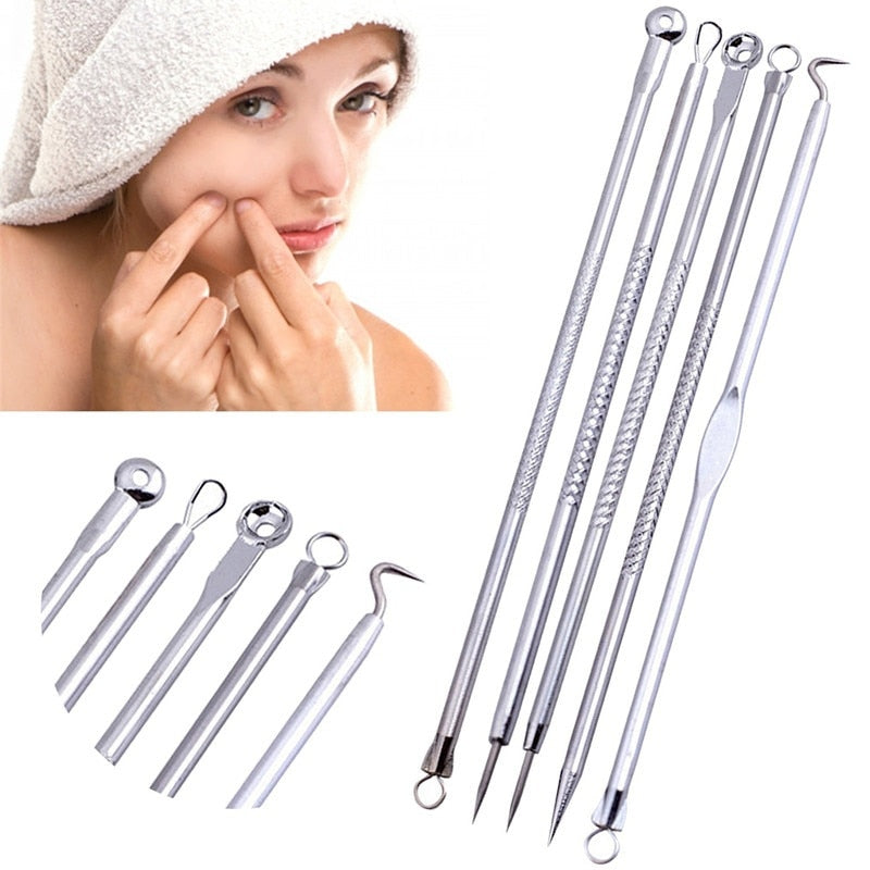 5 Piece Beauty Pimple Blemish Acne Needle Extractor - blitz-styles