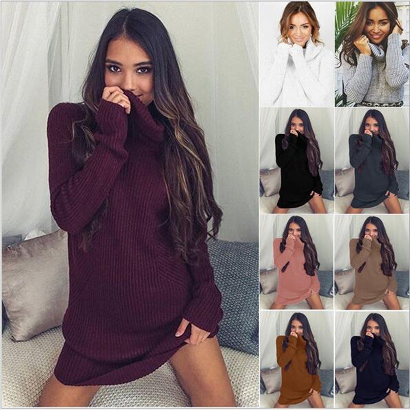 Stylish Knitted Turtleneck Long Sleeve Slim Loose - blitz-styles