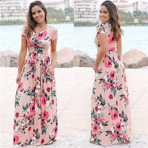 Fashion Long Floral Print Boho Beach Dress - blitz-styles