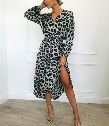 Leopard Printed Long Casual Dress - blitz-styles