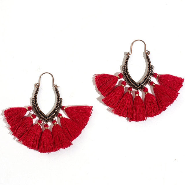 Fringe Vintage Ethnic Tassel Drop Dangle Hanging Earrings - blitz-styles