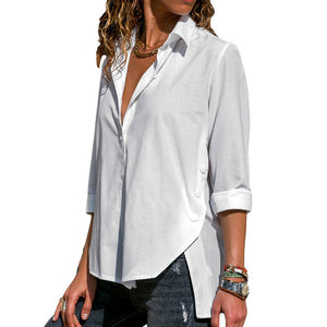 Elegant Chiffon Long Sleeve Irregular Shirt - blitz-styles