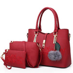 Fashionable Rose 3 Piece Set Leather Handbags - blitz-styles