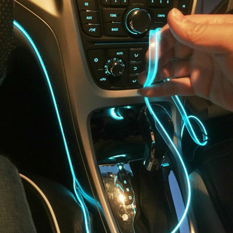 5m Car Interior Cold Light Decorative Accessory innovation Brand Name:AtnoItem Weight:0.5kgModel Name:1059External Testing Certification:ceMaterial Type:ledItem Height:1ftItem Width:1cmYear:2017Item Type:Interior MouldingsItem Length:5mItem Type:Atmosphere LampCar Model:UniversalVoltage:5vInterface:USBQuality:HighSpecial function:CroppableInstallation difficulty:You can install it yourself Features 5m Car Interior Accessory Atmosphere lamp Colorful cold light line with USB DIY Decorative Dash board Console 