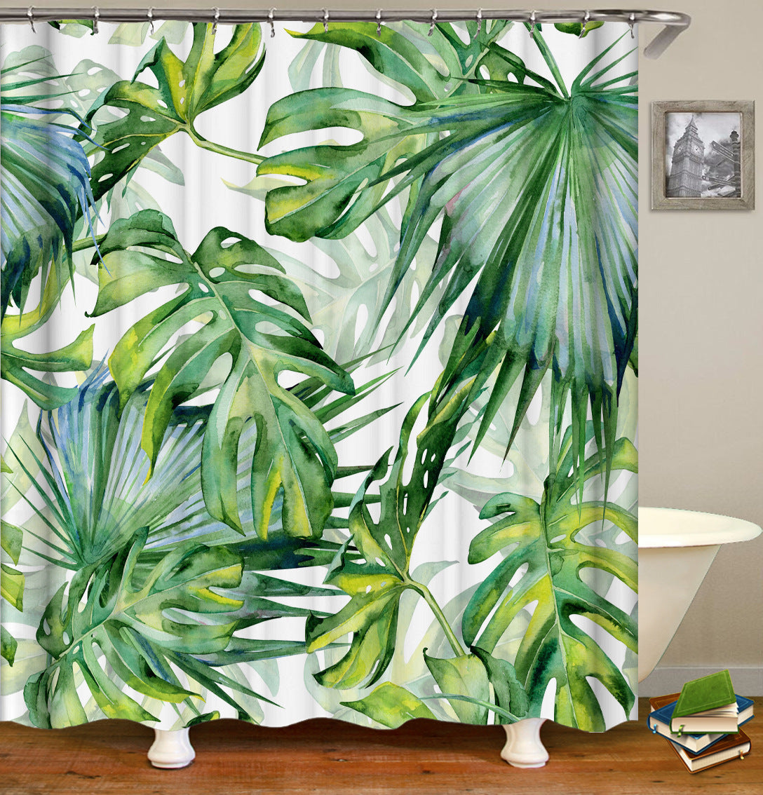 Tropical Plants Bath Curtain Decor - blitz-styles
