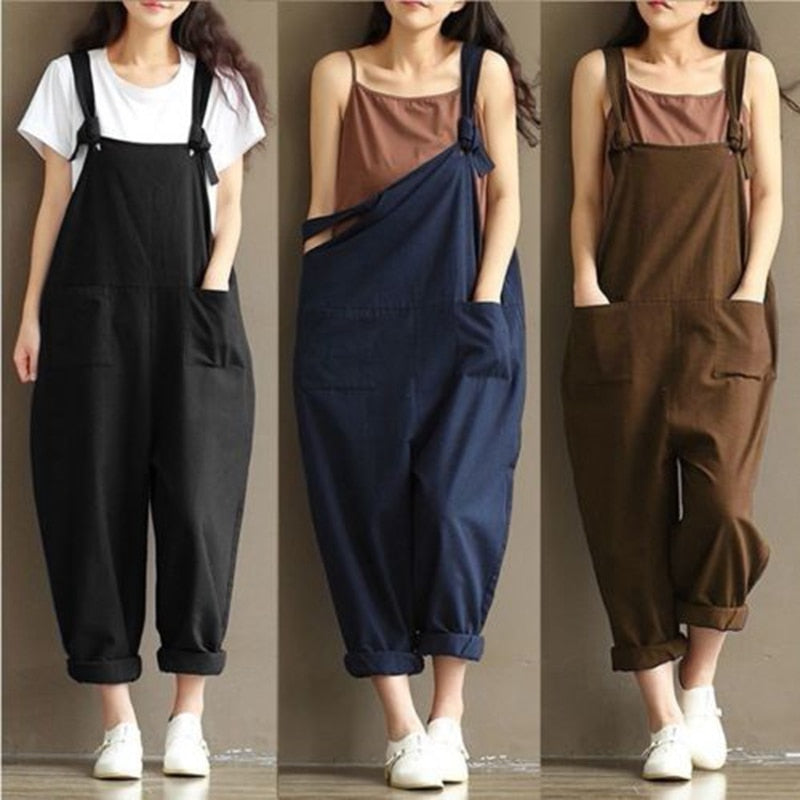 Stylish Casual Loose Solid Strap Jumpsuit - blitz-styles