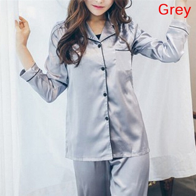 Comfy Silk Satin 2 Piece Set Loungewear Pajamas - blitz-styles