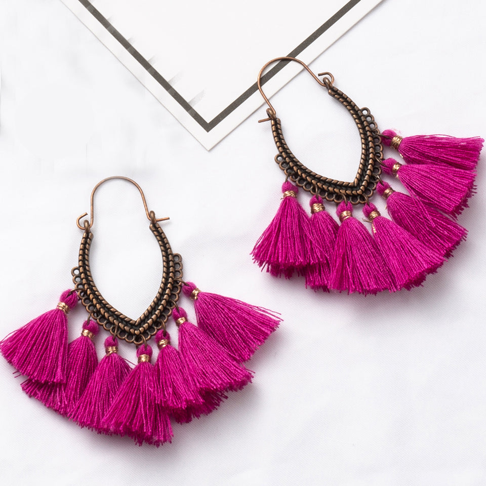 Fringe Vintage Ethnic Tassel Drop Dangle Hanging Earrings - blitz-styles