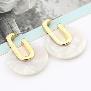 Acrylic Geometric Drop Statement Gold Color Round Party Earrings - blitz-styles