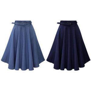 Denim Skirts Bottom Material :  CottonStyle :  CasualPattern Type :  SolidSilhouette :  Line ADecoration :  SashesDress Length :  Mid CalfWaist :  Empire, ElasticFeatures :  Women Denim Jeans Skirts Package Contents: 1 X  Women Denim Skirts Size Details (One Size)       Waist: 62-90cm/24.4-35.2inch Length: 61cm/24.0inch Hip: Unlimited                 Blue,One Size,Navy,One Size 19.99 USD