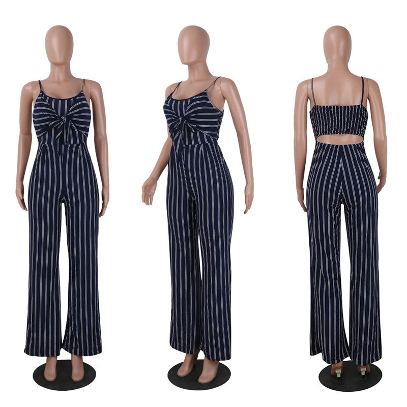 Backless Stripe Jumpsuits - blitz-styles