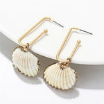 Handmade Natural Shell Drop Earrings Gold Wire Twined Geometric Earrings - blitz-styles
