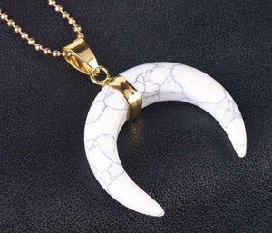 Natural Stones Crescent Moon Necklaces Pendants - blitz-styles