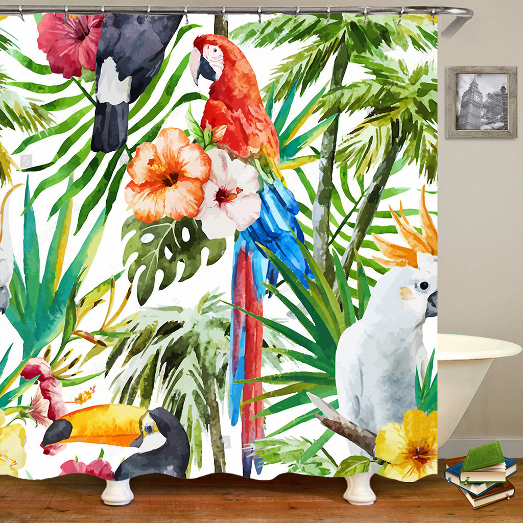 Tropical Birds Bath Curtain Decor - blitz-styles