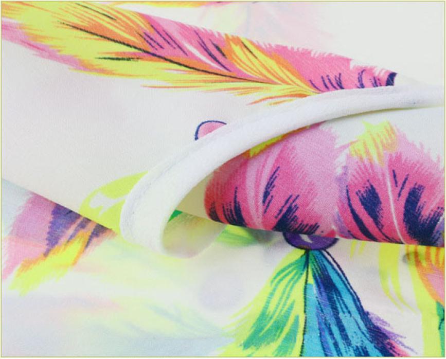 New Fashion Chiffon Colorful Feathers Print Top - blitz-styles