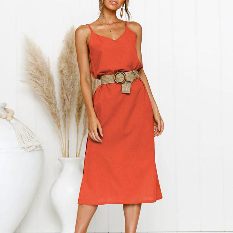 Elegant Casual Spaghetti Strap Beach Style Dress - blitz-styles