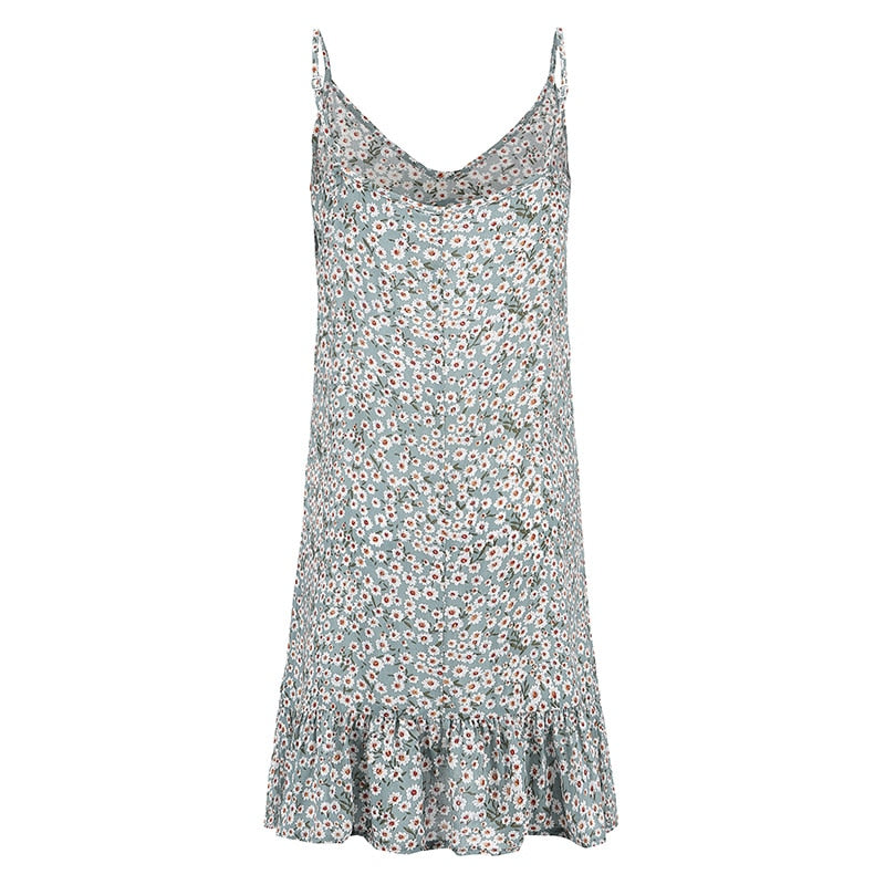 Stylish Floral Print Sleeveless Mini Dress - blitz-styles
