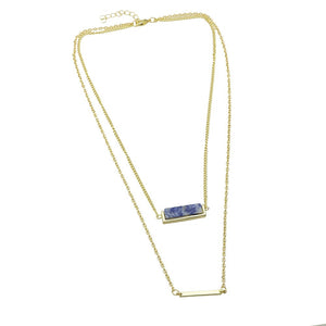 Double Layered Fashion Alloy Blue Necklace