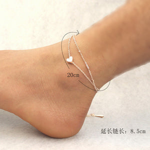Double Heart Dainty Charm Anklet