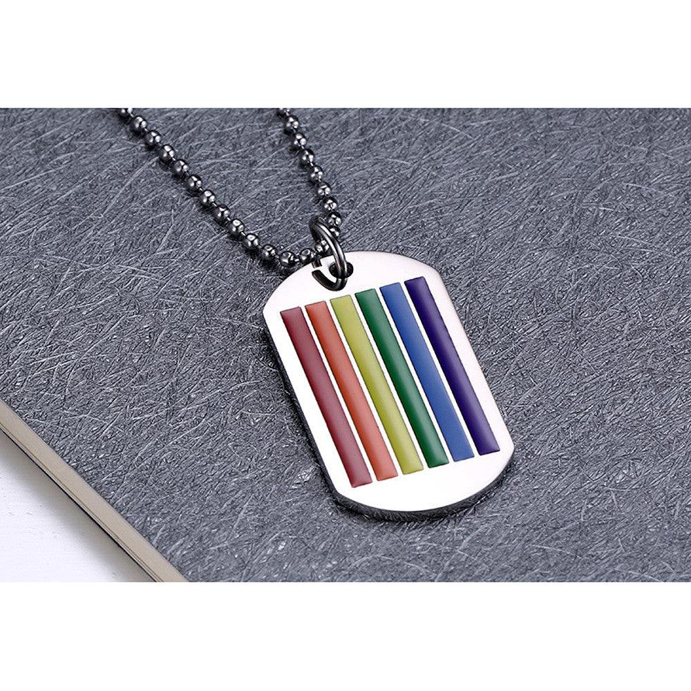 Rainbow Pendant Titanium Steel Necklace