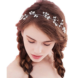 Simple Fabric Alloy Crystal Headbands-Floral