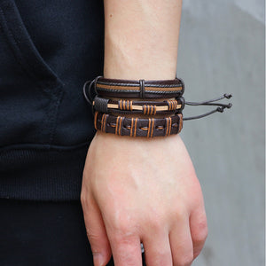 Men's Rope Twisted woven Fashion Leather Bracelet