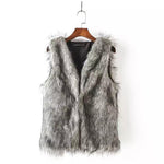 V Neck Sleeveless Winter Fur Coat