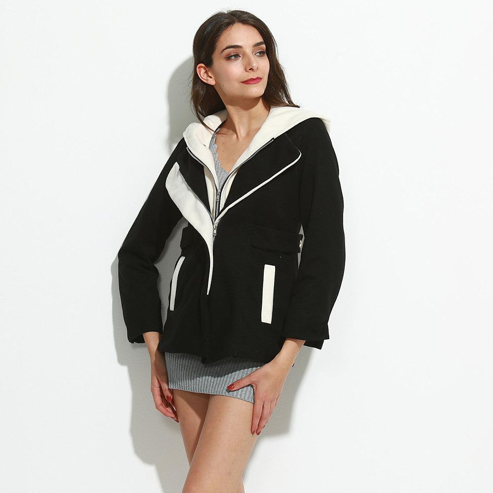 Winter Color Block Hooded Jacket