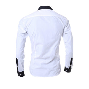 Dual Color Border Business Casual Slim Shirt