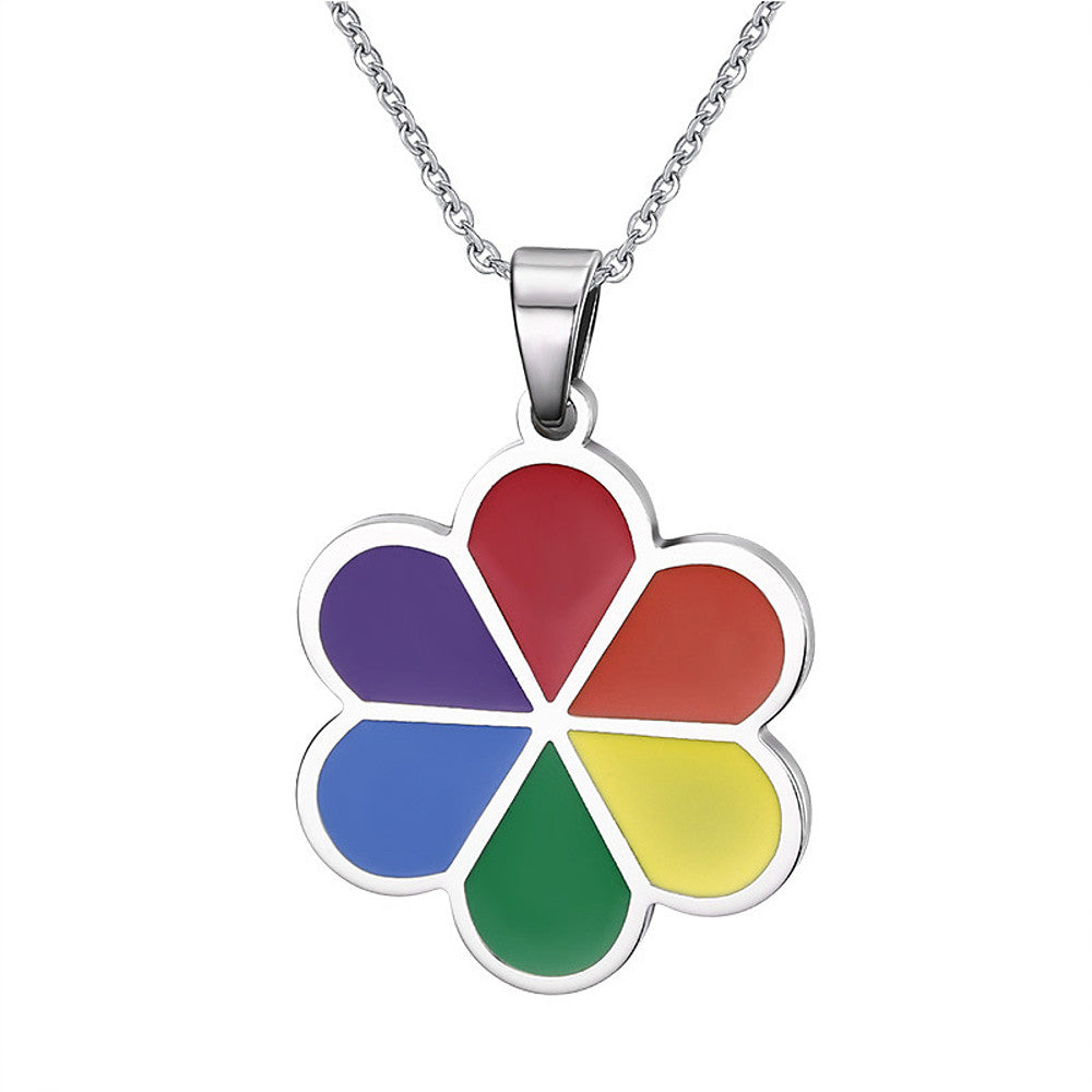 Men's Pendant Rainbow Titanium Necklace