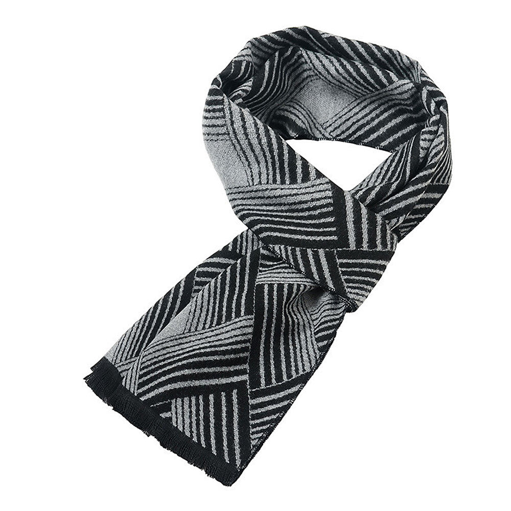 Men's Striped Pleated Scarf