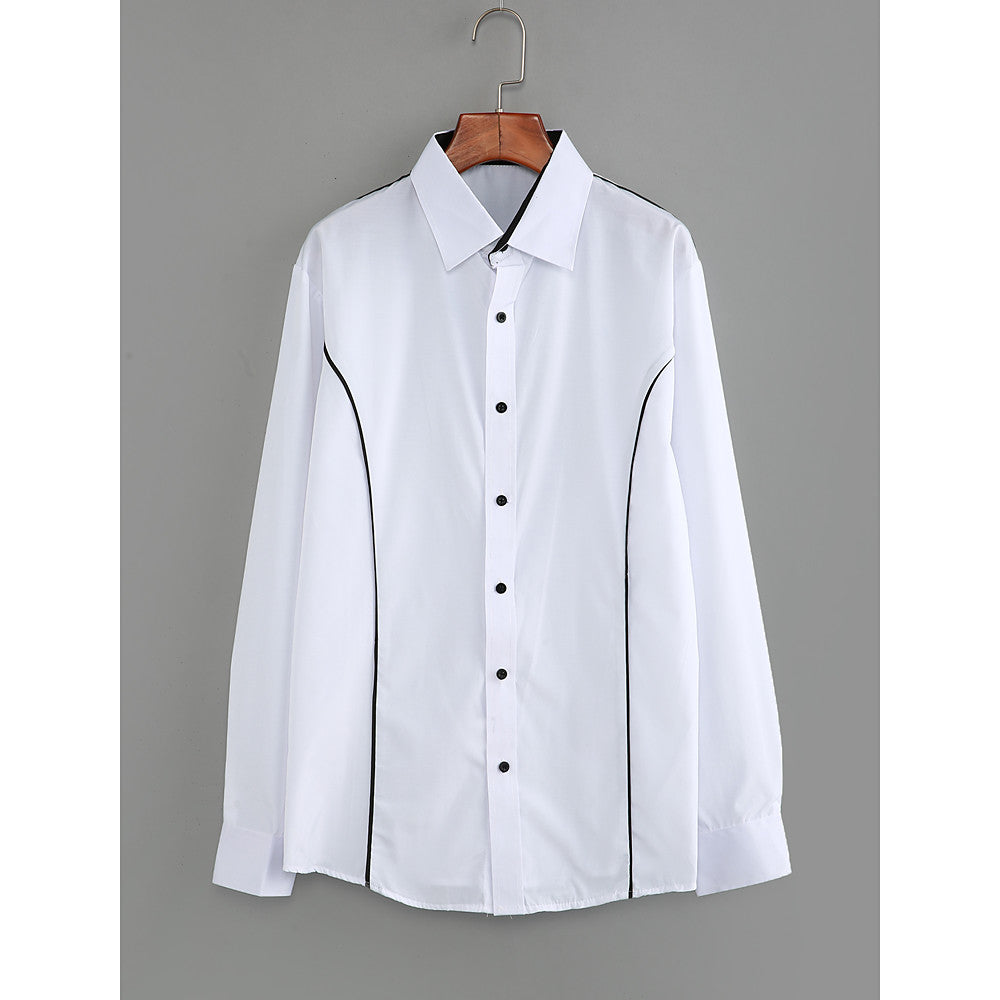 Stylish Solid Colored Spread Collar Shirt