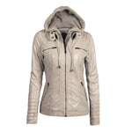 Contemporary Hooded Short Leather Jacket