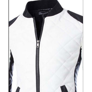 Black & White PU Patchwork Jacket