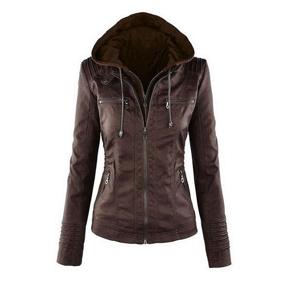 Stylish Hooded Leather Jacket