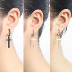 Hoop Hanging Cross Earrings