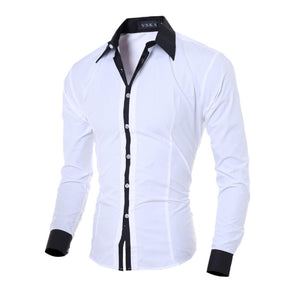 Dual Color Border Business Casual Slim Shirt