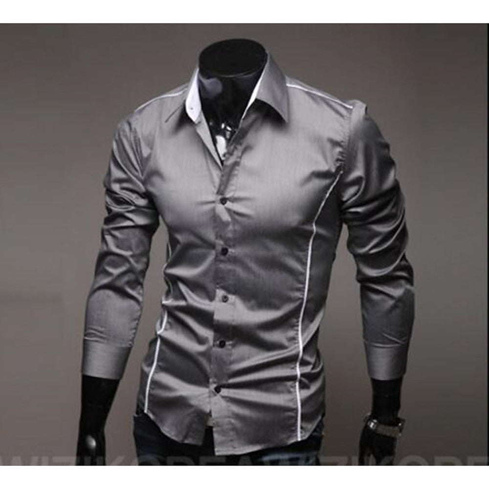 Stylish Solid Colored Spread Collar Shirt