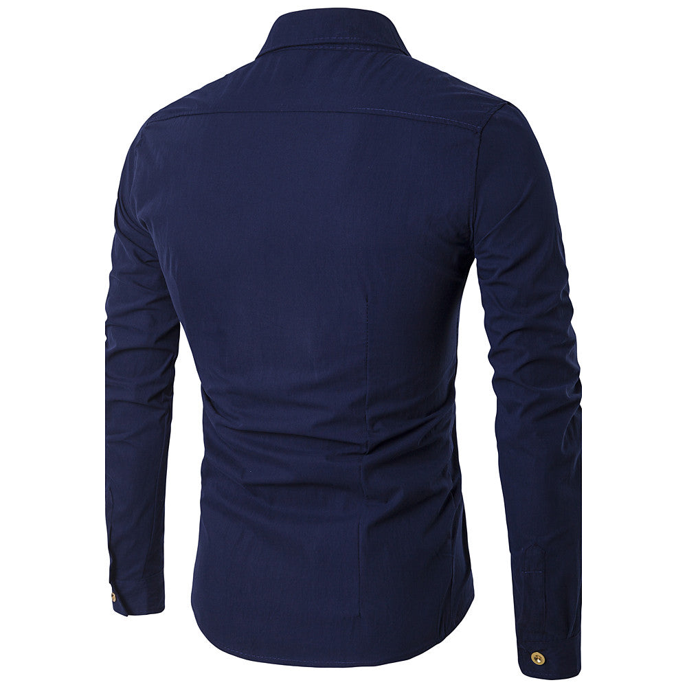 Classic Weekend Casual Style Cotton Slim Shirt