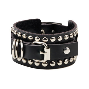 Unisex Rivet Button Personalized Punk Leather Bracelet